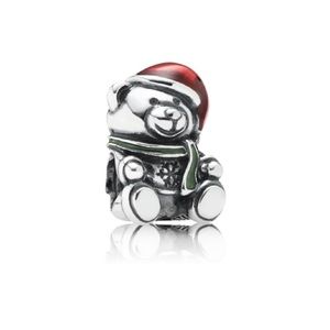 Pandora Christmas Bear Charm, Red & Green Enamel